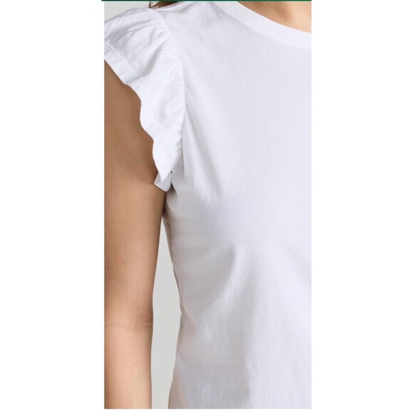 Paige Designer Women's White Erissa Cotton Flutter Sleeve Tee Top NWT Large - Picture 5 of 9